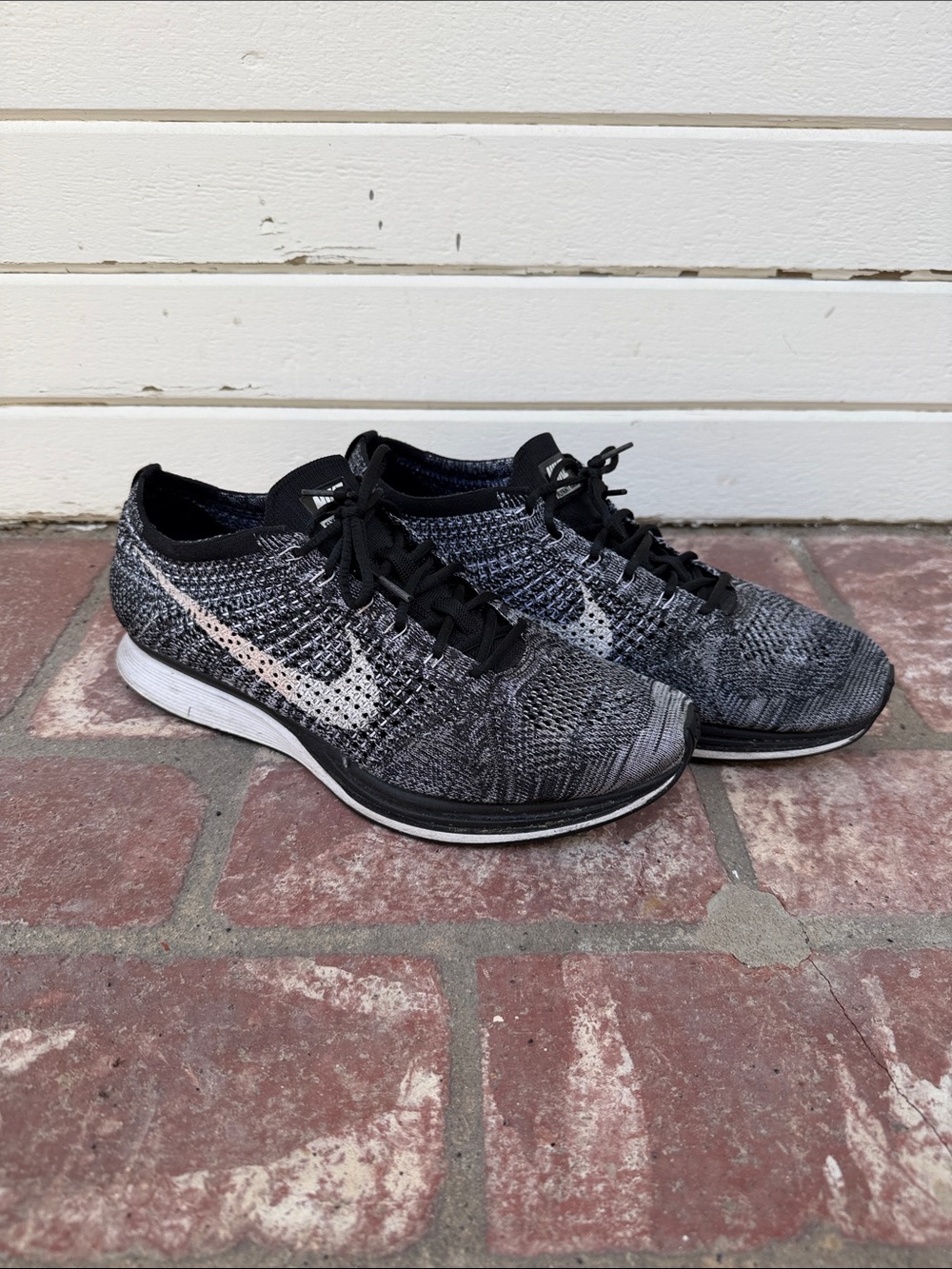 Nike Flyknit Racer Running Shoes - Black, Gray